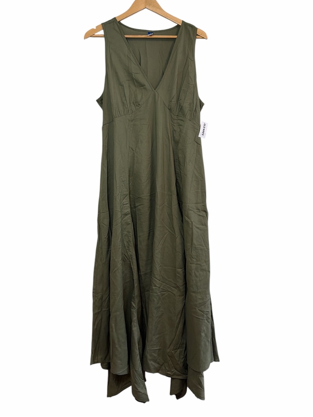 Old Navy Olive Green Sleeveless Maxi Dress Tie Back Large NWT